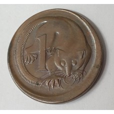 AUSTRALIA 1966 . ONE 1 CENT COIN . ERROR . OFF CENTRE MIS-STRIKE